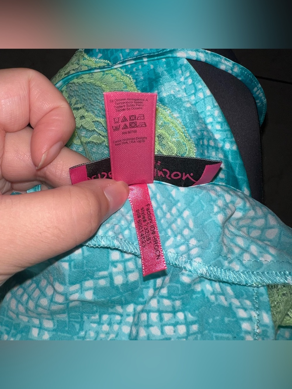 Betsey Johnson Turquoise Chemise with Lime Lace Trim - Picture 7 of 7